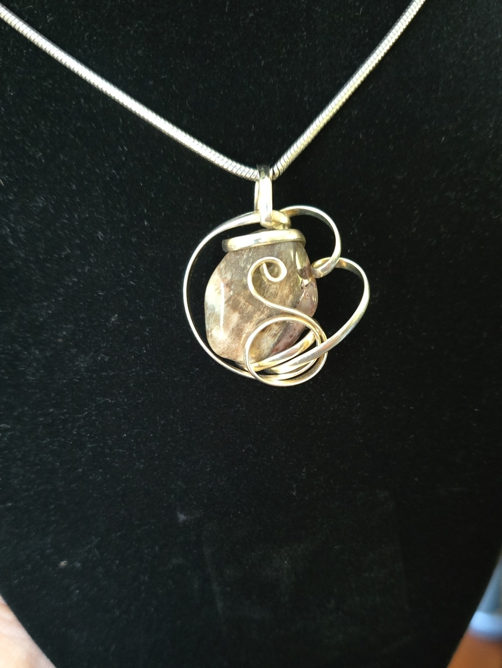 Artisan Wire-Wrapped Petrified Wood Statement Pendant